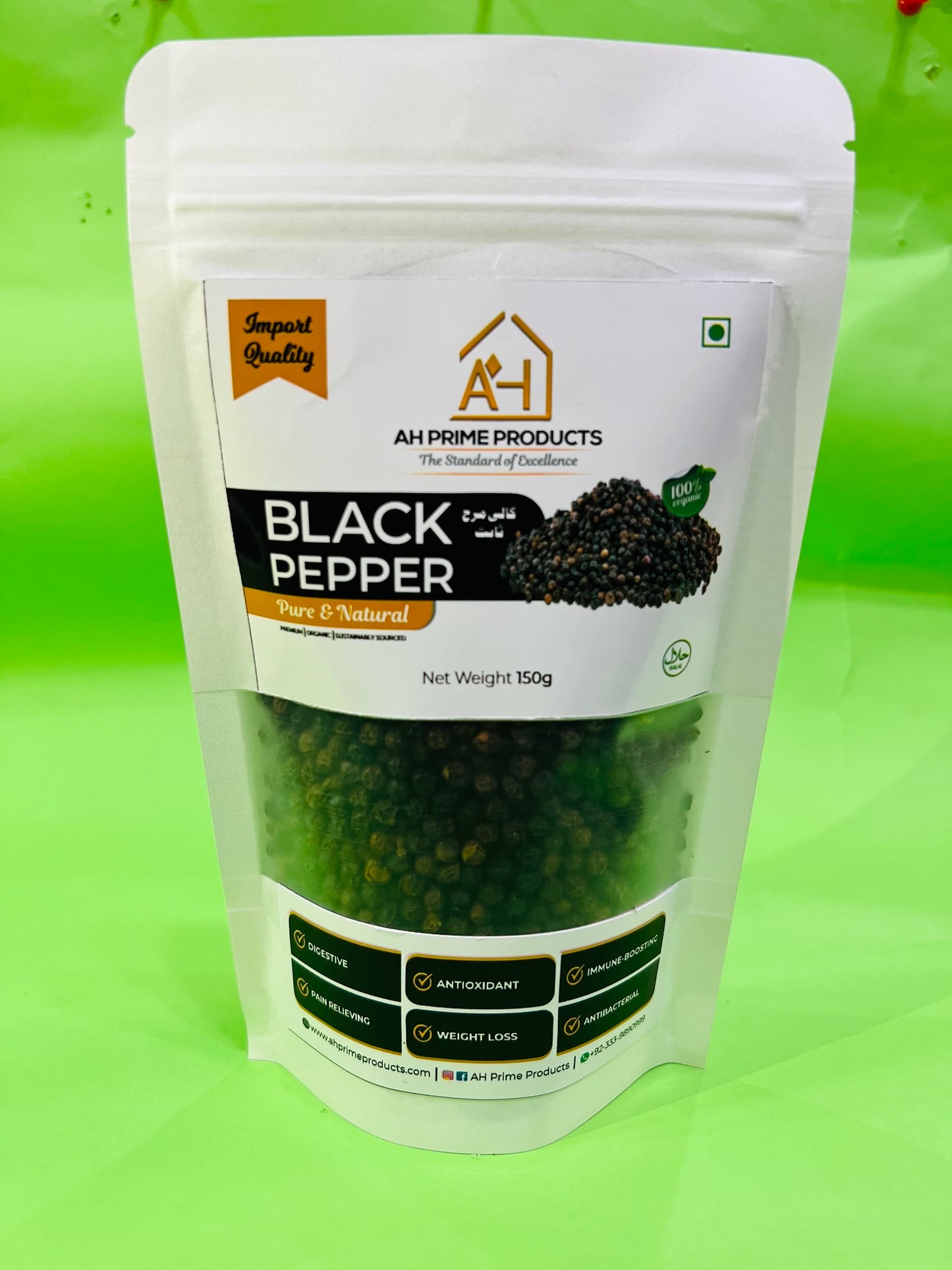 Premium Whole Black Pepper 150gm | Kali Mirch Sabut | Import Quality